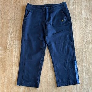 Nike Dark Blue Cropped Pants with Yellow Logo